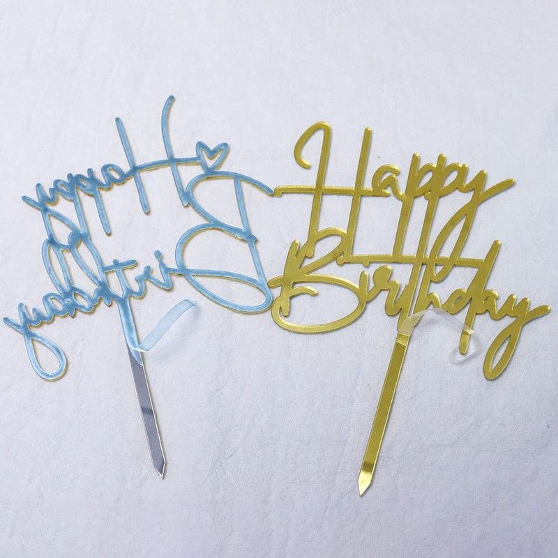 Hazyore Gold Birthday Cake Topper  6pcs Acrylic Birthday Cake Toppers Happy Birthday Cake Toppers for Birthday Decorations Gold Topper for Girls Women's Party Decorations - Image 4